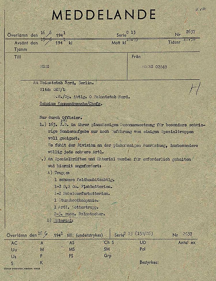 Faksimil ok förberedelse för operation Barbarossa. Klicka på bilden för att förstora den. Oskäligt betungande att göra tillgängligt.